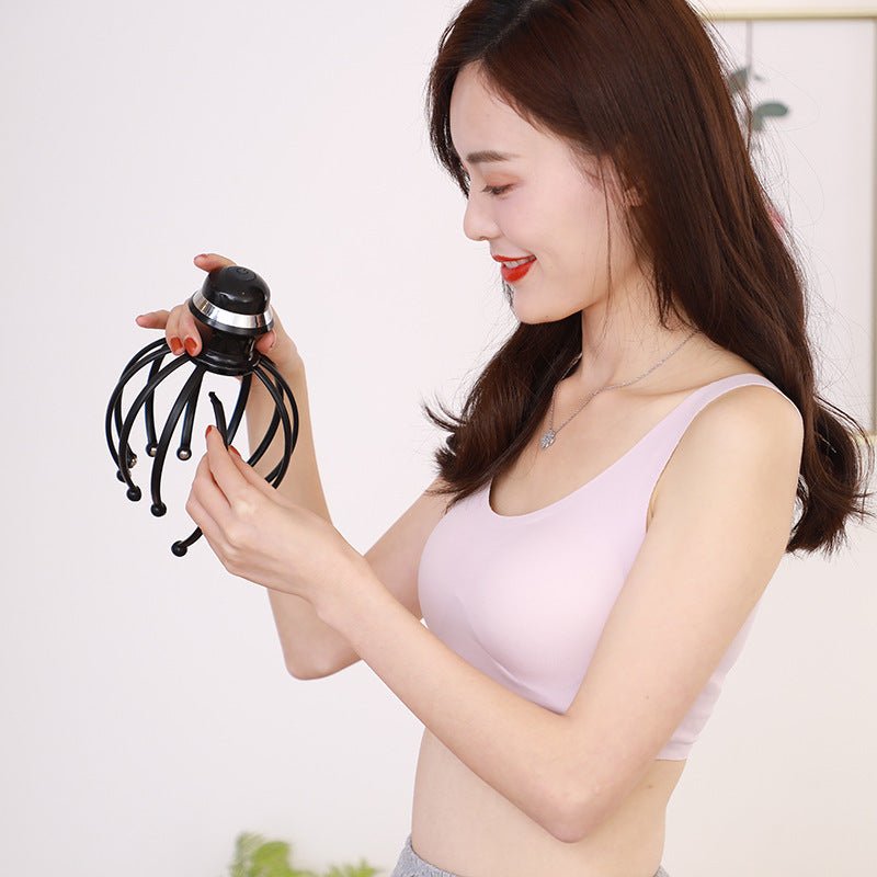 Vibration Head Massager Scalp Relaxation 12 Claw Electric Head Massager Octopus Point Massager - Yolo Habibi